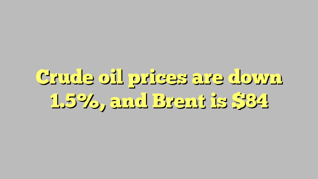 Crude oil prices are down 1.5%, and Brent is $84