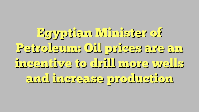 Egyptian Minister of Petroleum: Oil prices are an incentive to drill more wells and increase production