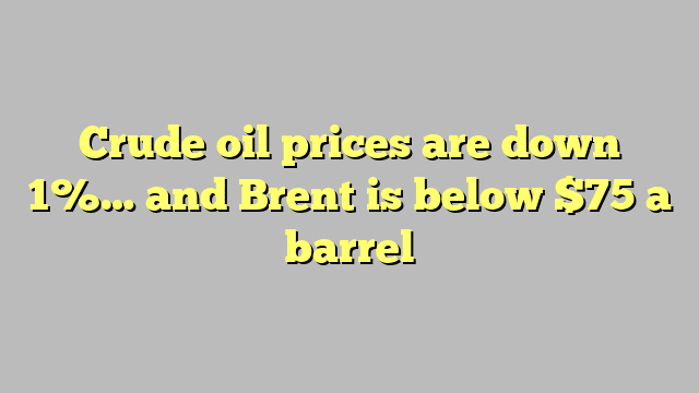 Crude oil prices are down 1%… and Brent is below $75 a barrel